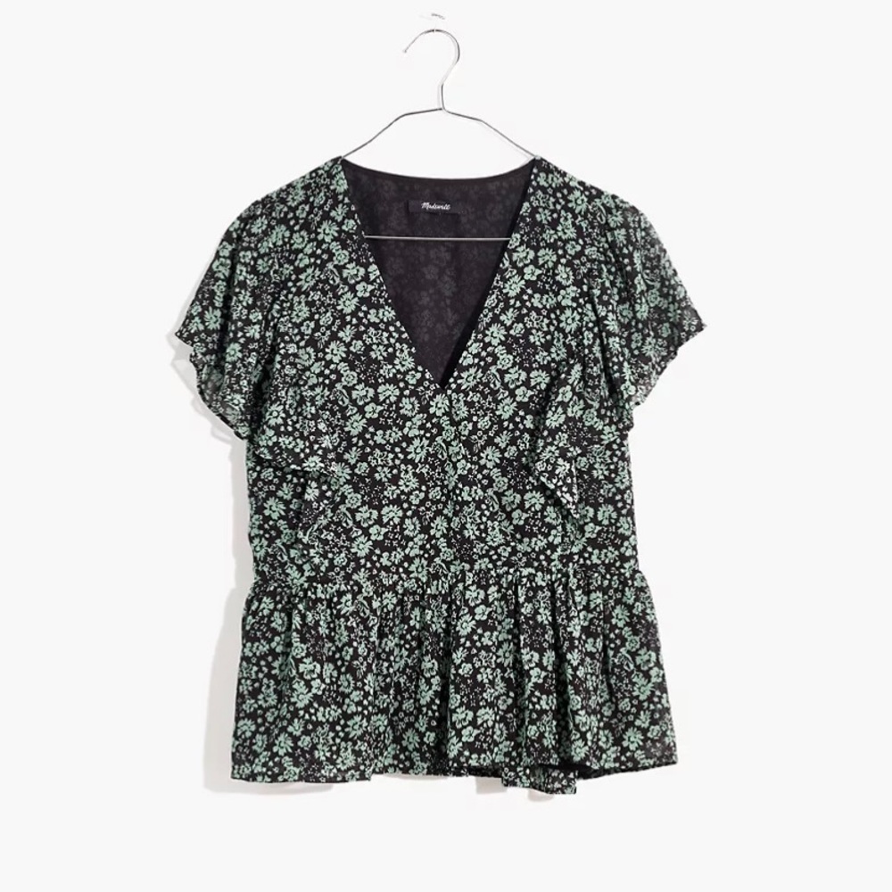 Madewell Ruffle Sleeve Floral Blouse